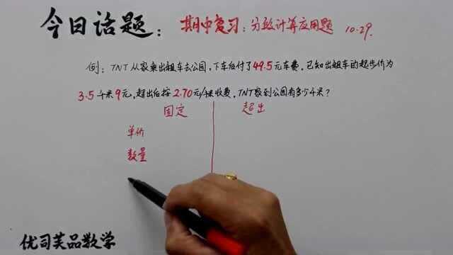 2020五年级数学上册期中复习:分段计算应用题,优司芙品数学