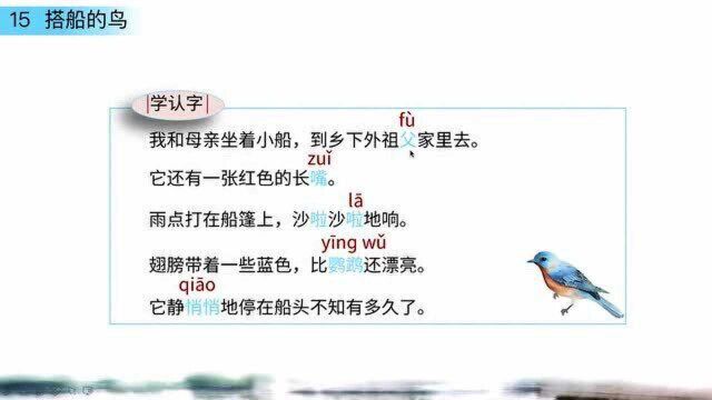 三年级上册人教部编版语文同步课:《搭船的鸟》