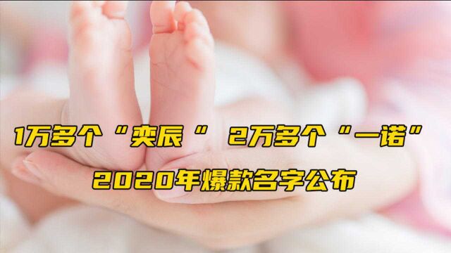 1万多个“奕辰”,2万多个“一诺”,2020年新生儿爆款名字公布