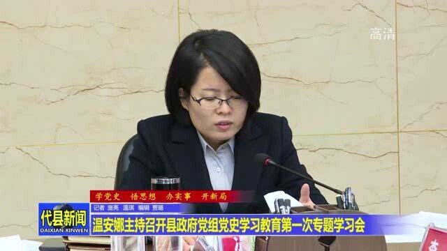 (党史学习专栏)温安娜主持召开县政府党组党史学习教育第一次专题学习会