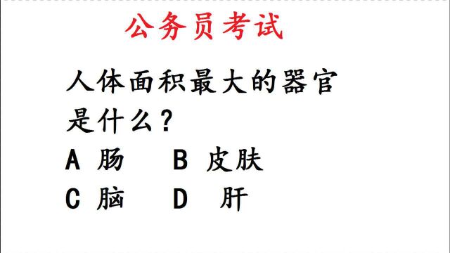 公务员考试常识:人体面积最大的器官是什么?陷阱题