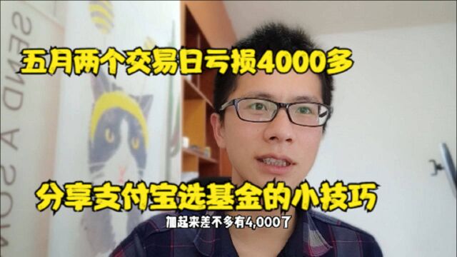 五月才两天基金就亏损4000 分享支付宝选基金的小技巧