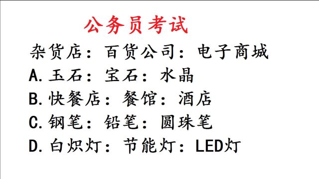 2022年公务员考试真题,杂货店:百货公司:电子商城