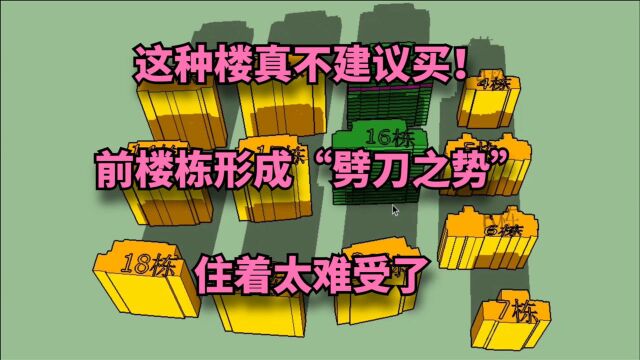 这样的楼,真的不建议买!前楼栋形成“劈刀之势”,住着太难受了