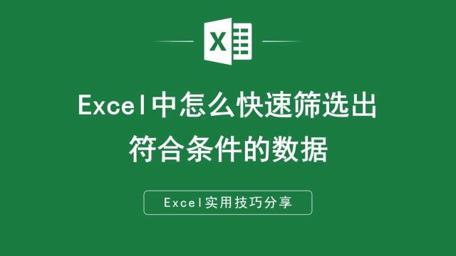 EXCEL表格中怎么快速筛选出符合条件的数据