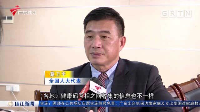 全国人大代表蔡卫平:建议健康码全国统一管理