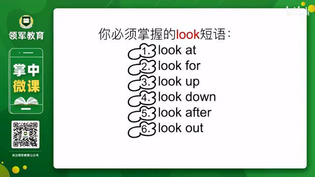 小学英语语法look+介词搭配辨析(视频版)解决你的考点易错点