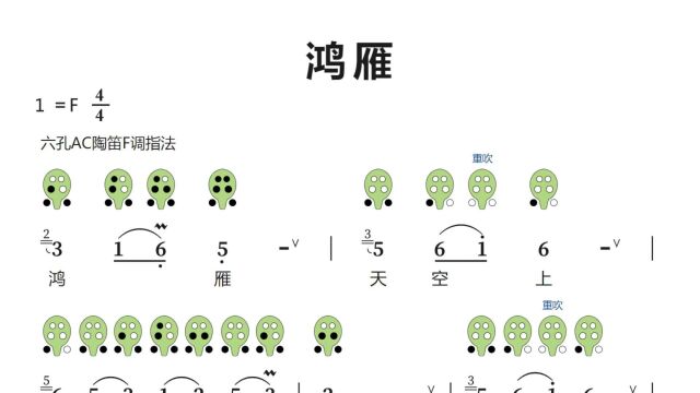 《鸿雁》6孔陶笛动态谱