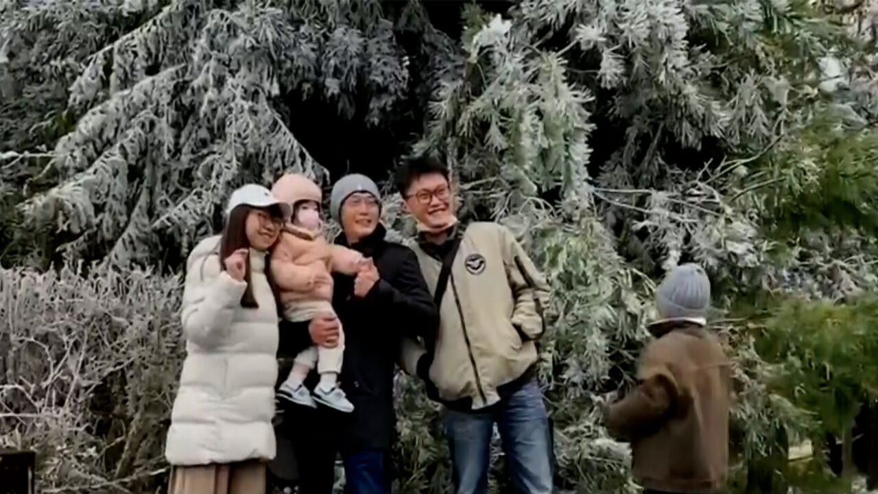 寒流发威!宜兰太平山变银白世界吸引大量游客赏景