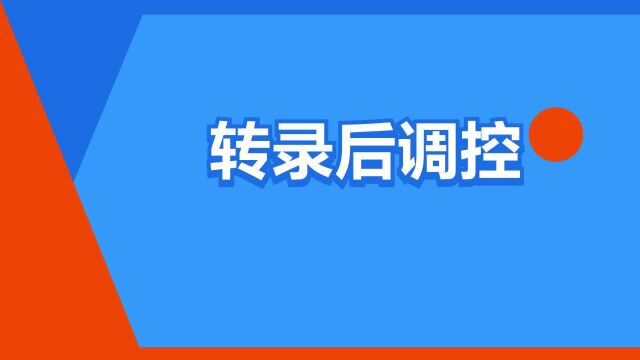 “转录后调控”是什么意思?