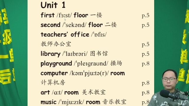 小学英语四年级下册第一单元课后单词跟读