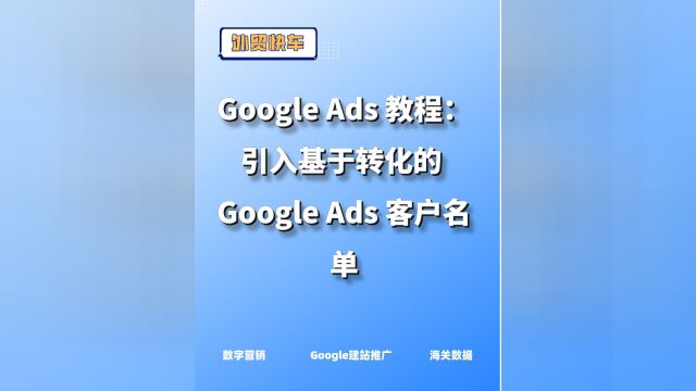 引入基于转化的 Google Ads 客户名单