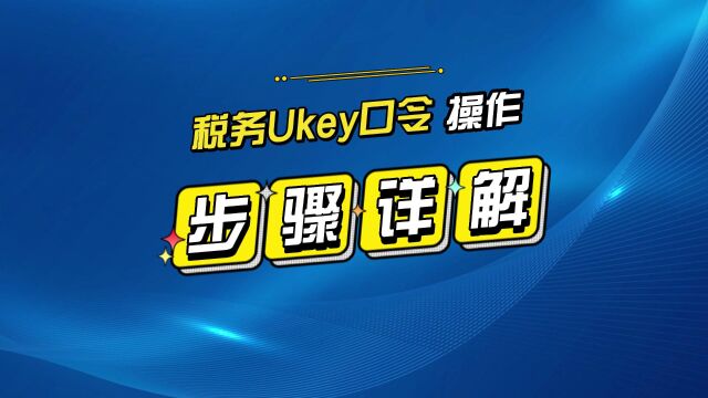 税务ukey操作方法