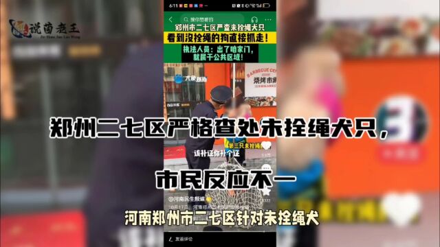 郑州二七区严格查处未拴绳犬只,市民反应不一