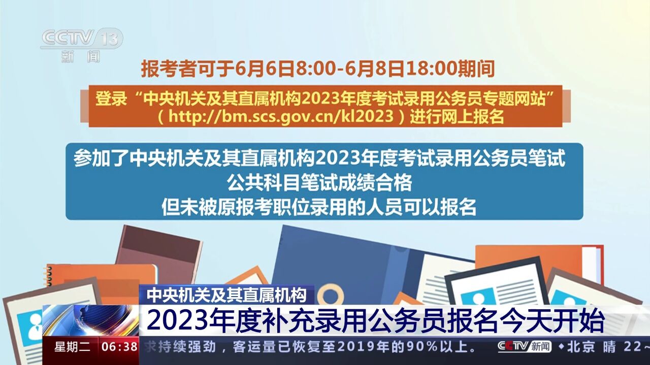 中央机关及其直属机构2023年度补充录用公务员报名今天开始