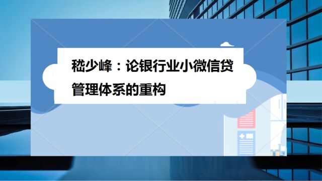 嵇少峰:论银行业小微信贷管理体系的重构