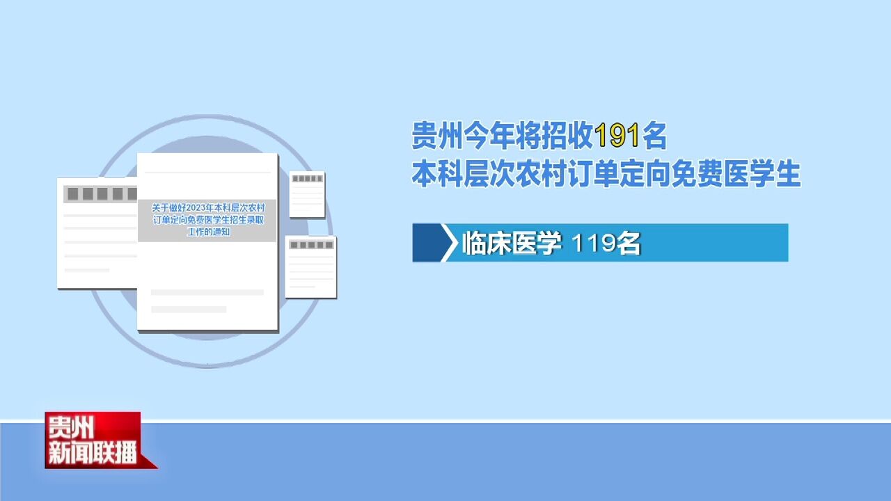 贵州今年将招收191名本科层次免费医学生