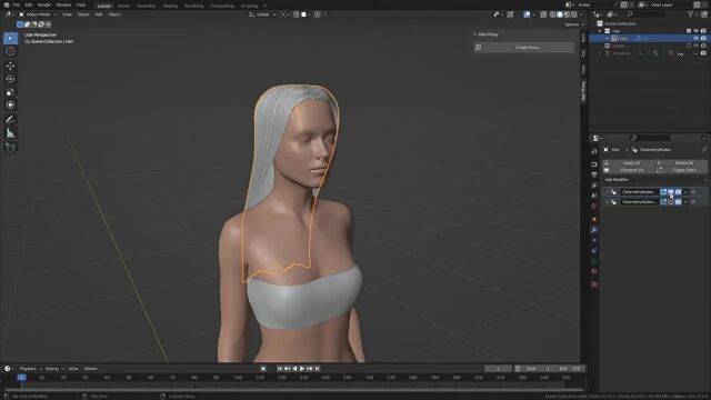 【Blender插件】Hair Proxy V1.3 头发发型生成器