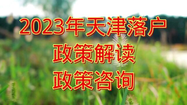 天津落户2023年政策