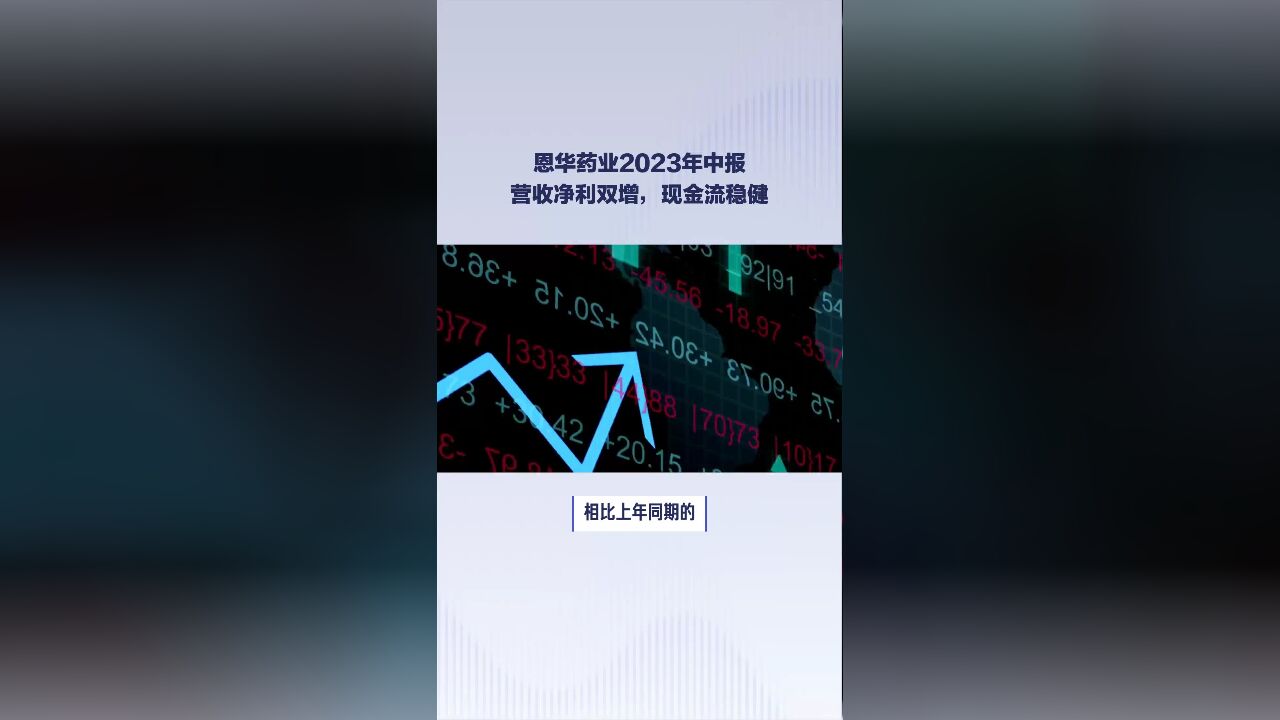 恩华药业2023年中报:营收和净利双增,现金流稳健,业绩亮眼【BT财报快闪】