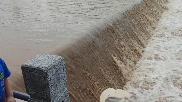 下暴雨河水都变成泥水了