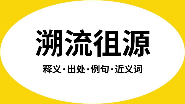 “溯流徂源”是什么意思?