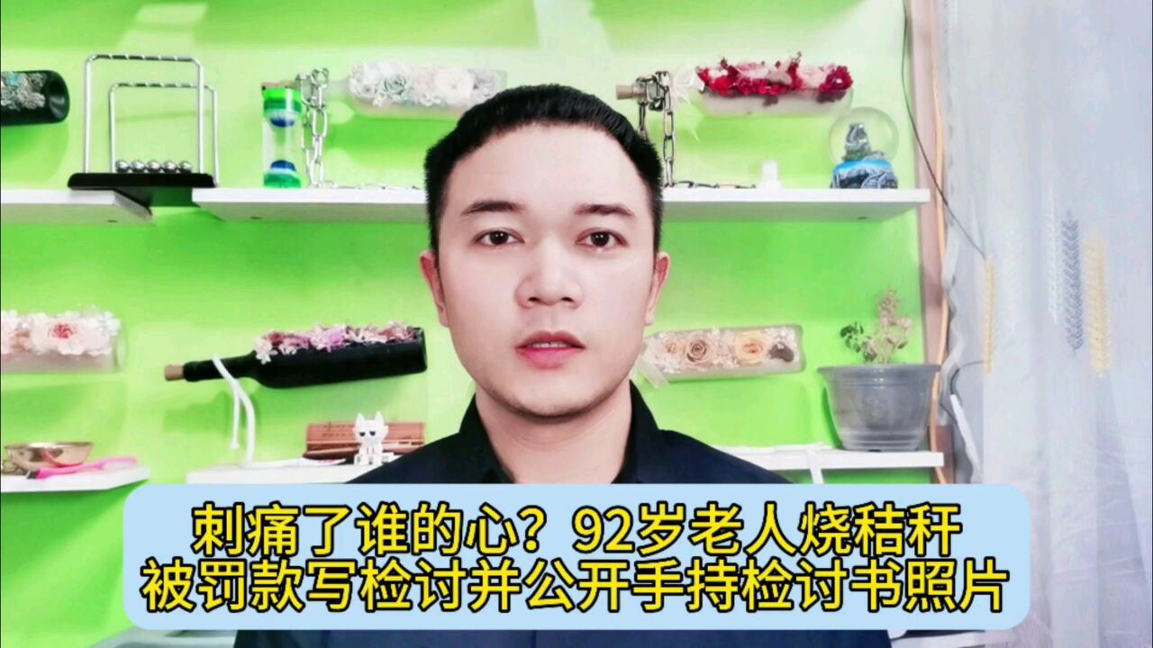 刺痛了谁的心?92岁老人烧秸秆被罚款写检讨并公开手持检讨书照片