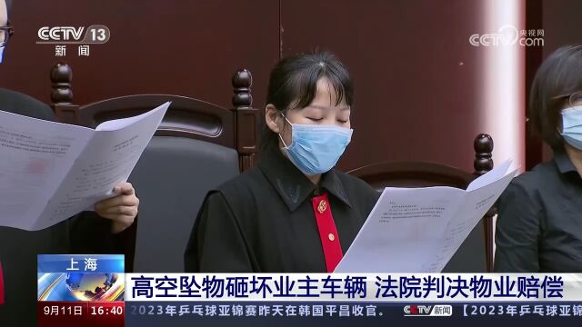 上海 高空坠物砸坏业主车辆 法院判决物业赔偿