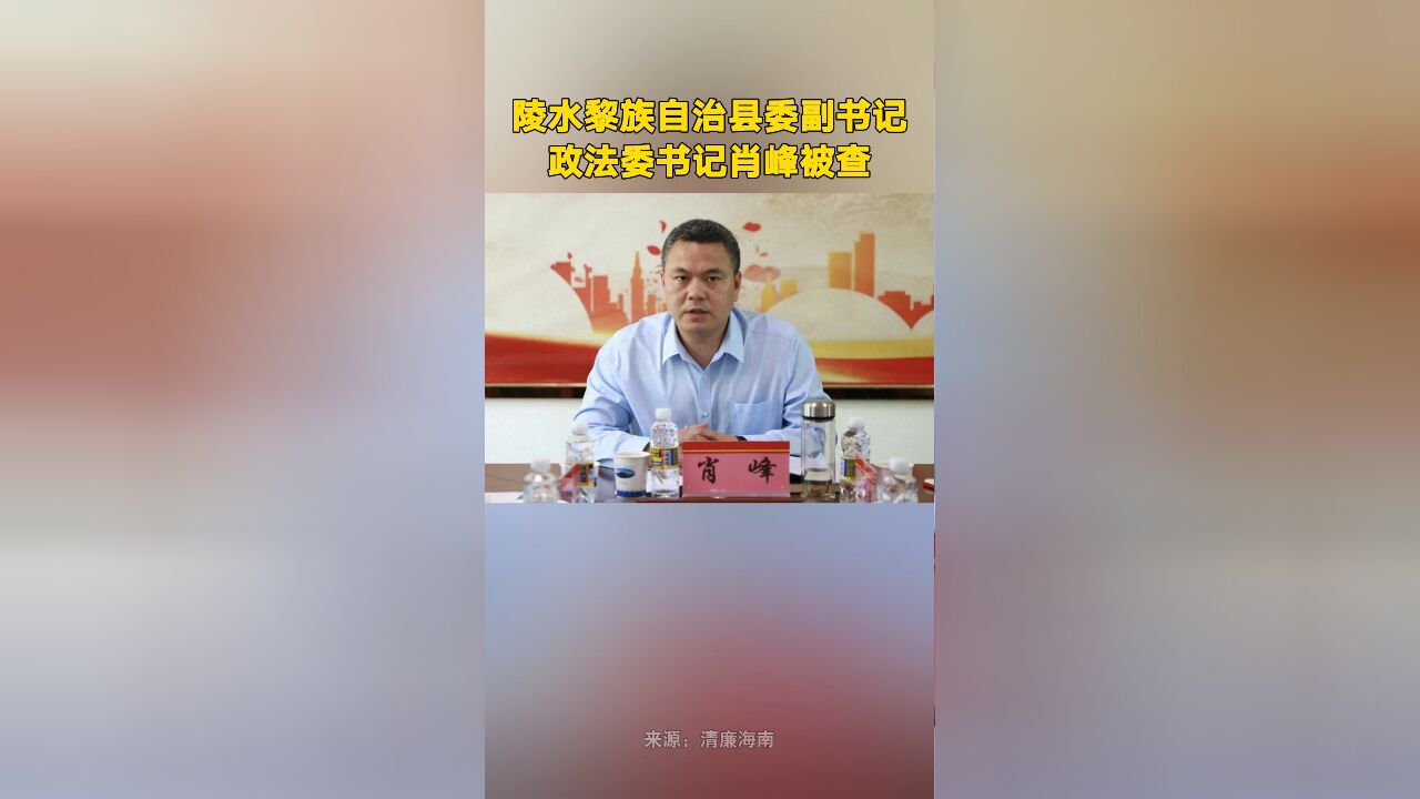 陵水黎族自治县委副书记、政法委书记肖峰被查