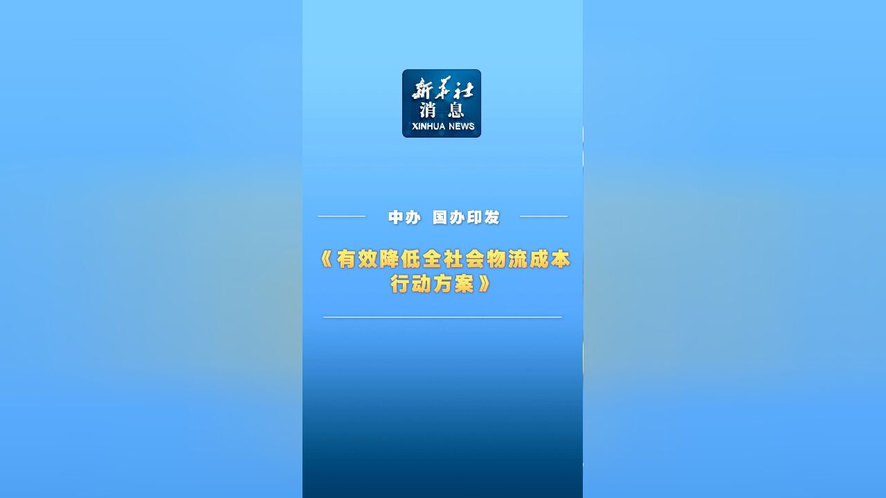 新华社消息|中办、国办印发《有效降低全社会物流成本行动方案》