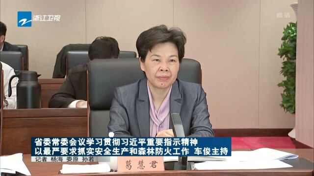 省委常委会议学习贯彻习近平重要指示精神 以最严要求抓实安全生产和森林防火工作 车俊主持