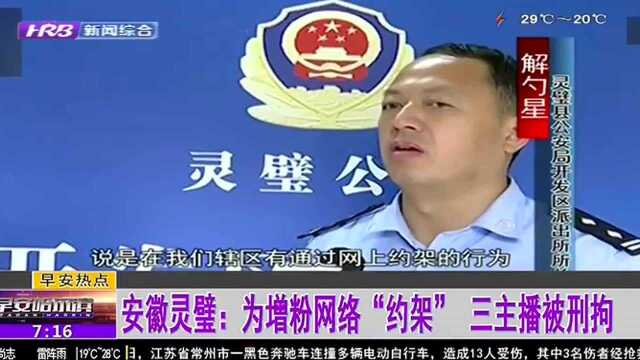 安徽灵璧:为增粉网络“约架”三主播被刑拘