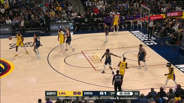 NBA常规赛：湖人vs掘金第3节原声解说回放