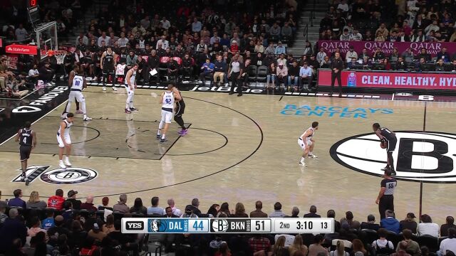 NBA常规赛：独行侠vs篮网 第2节英文解说回放