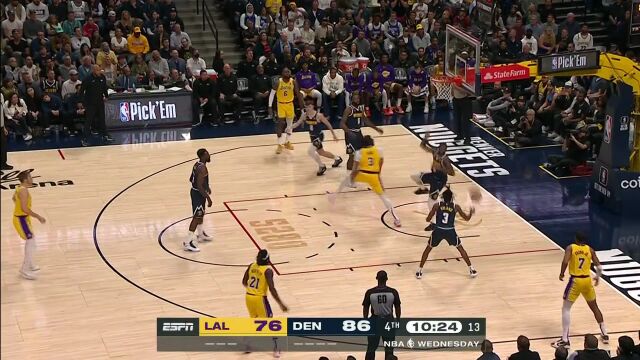 NBA常规赛：湖人vs掘金原声解说全场回放