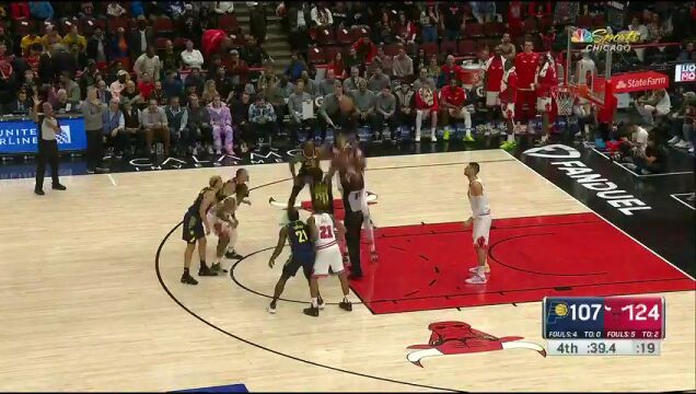  NBA常规赛：步行者vs公牛第4节英文原声回放