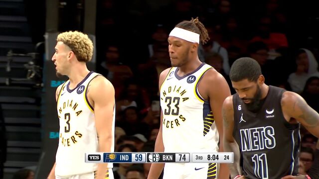 NBA常规赛：步行者vs篮网第3节中文解说回放