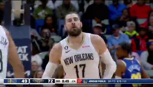 NBA常规赛：勇士vs鹈鹕第3节中文解说回放