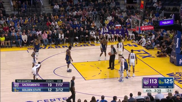 NBA常规赛：国王vs勇士第4节中文解说回放