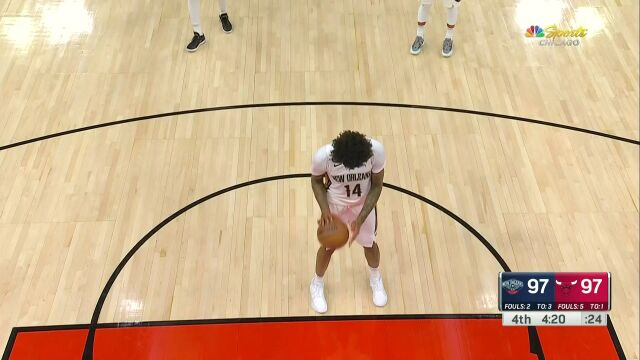  NBA常规赛：鹈鹕vs公牛第4节原声解说回放