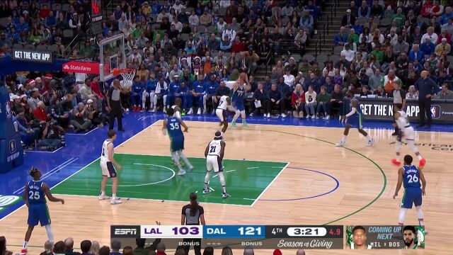 踏实回家过节咯！东契奇底角三分命中锁定胜局