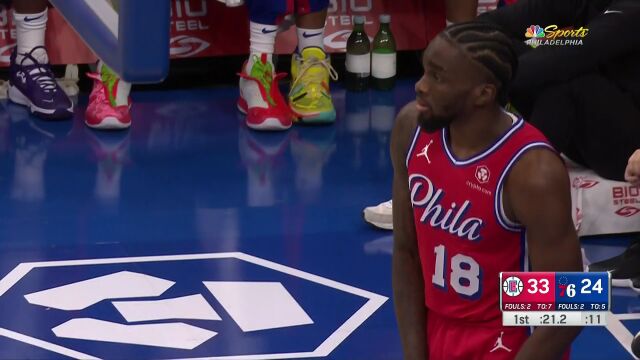 NBA常规赛：快船vs费城第1节 英文解说回放