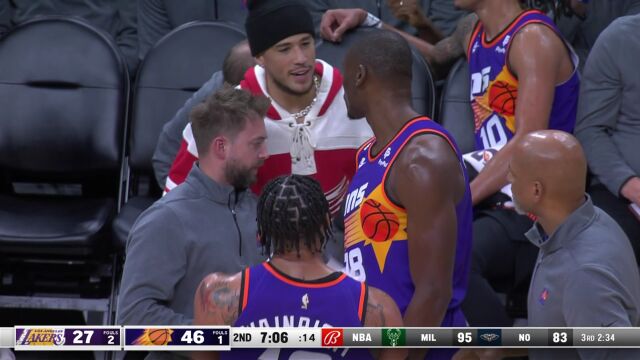 NBA常规赛：湖人vs太阳第2节 英文解说回放