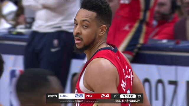 NBA常规赛：湖人vs鹈鹕第1节英文原声回放