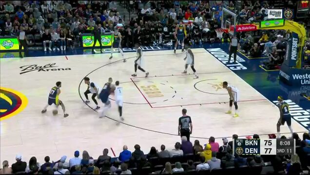 NBA常规赛：篮网vs掘金第3节中文解说回放