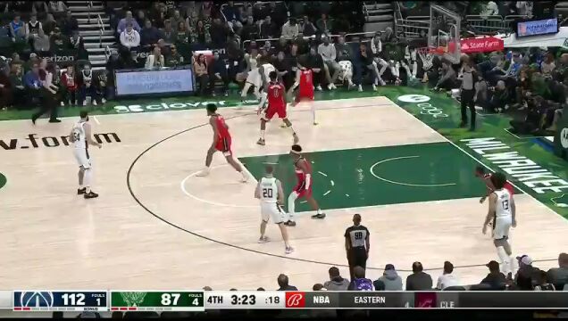 NBA常规赛：奇才vs雄鹿第4节英文原声回放