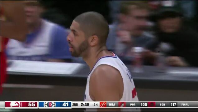 NBA常规赛：老鹰vs快船第2节英文原声回放