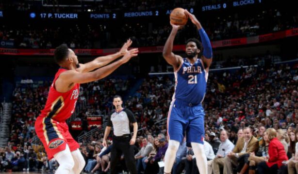 恩比德vs鹈鹕集锦 空砍37+8+5称霸内线难救主