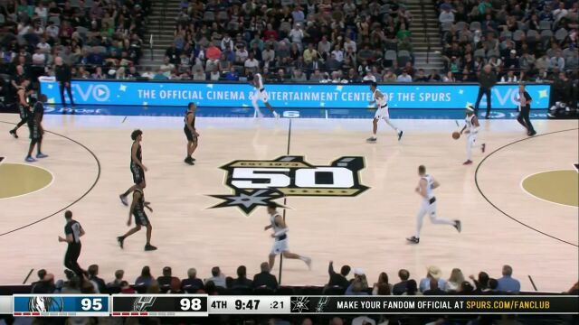 NBA常规赛：独行侠vs马刺第4节英文原声回放