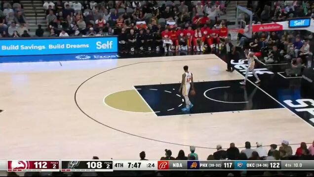 NBA常规赛：老鹰vs马刺第4节中文解说回放